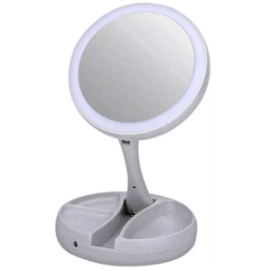 Espejo Con Luz Led Redondo Suono Plegable