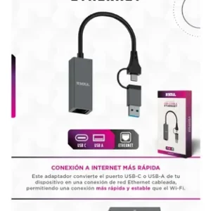 Adaptador 2 en 1 Usb C/Usb a Ethernet Soul